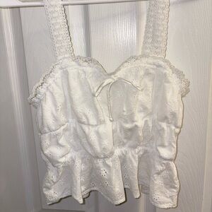 White Eyelet Lace Babydoll Tank Top | Cottagecore Coquette